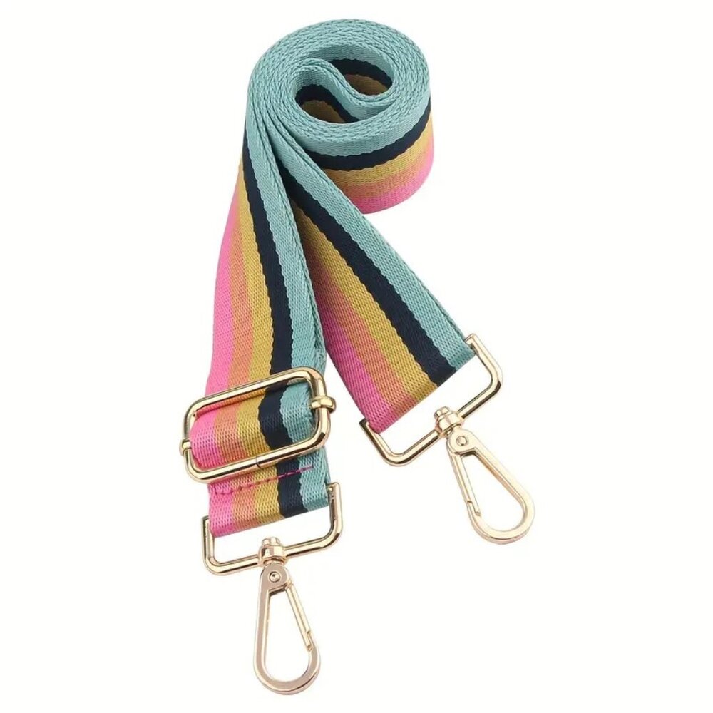 NWOT Retro Rainbow Pastel Striped Detachable Bag Strap (57" Adjustable Length)
